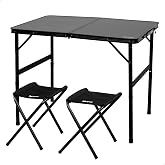 AKTIVE Folding Camping Table, 2 Stools, Height Adjustable (63190)