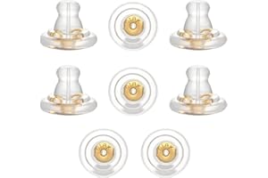 Yamobi 8 pezzi di ricambio in silicone ipoallergenico 18 K per orecchini di chiusura, in silicone di ricambio per orecchini a perno, ipoallergenico, chiusura a orecchio, orecchie da appendere