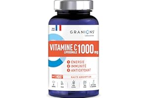 GRANIONS| Vitamine C Liposomale 1000 mg | Contribue au fonctionnement normal du système immunitaire et à réduire la fatigue | Haute Absorption | Fabrique en France | 60 comprimés