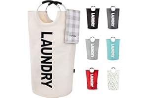 Caroeas 90L Large Laundry Basket (7 Colors), Waterproof Laundry Hamper, Laundry Bag with Padded Handles, Washing Basket Stands Up Well, Collapsible Laundry Basket Easy Storage