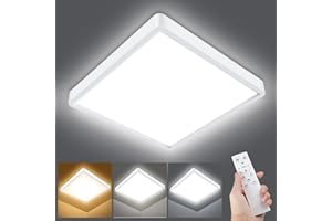 Smanu LED Ceiling Light Dimmable,18W 1500LM Square Flush Mount Ceiling Lamp with Remote Control,3000K-6000K Brightness Adjustable, Ideal for Kitchen, Bathroom, Hallway, Bedroom, Office, Utility Area