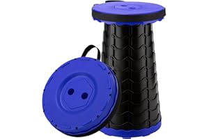 EGGREE Sgabello Pieghevole Portatile, Regolabile Sedia Campeggio, Sgabello Telescopico in Plastica per Pesca, Campeggio, Escursionismo, Giardinaggio - Blu