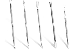 MEIFIYU 5 Pcs Nagelhautschieber, Nagelhautschneider, Cuticle Pusher, Nagelhautschieber Edelstahl, Doppelseitige Nagelschieber und Unternagelreiniger für Fingernägel und Zehennägel