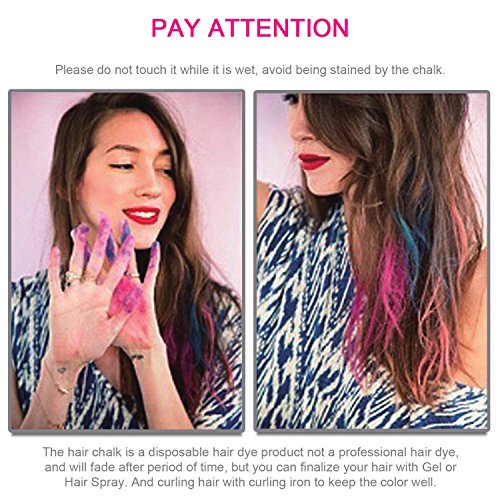 Haare Kreide – Metallic Glitter temporäre Haarfarben – Randkreide – kein Durcheinander – in Dichtstoff gebaut – Arbeiten auf allen Haarfarben – Farbe Essentials Set (6 Farben) plus Einweg-Handschuhen & Einweg-Umhange Von SySrion - 5
