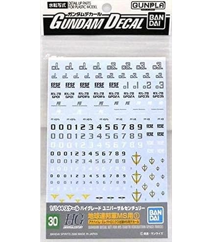 GD-60 Decals set RX-78-2 Gundam Ver.2.0 Real Type 1:100 Bandai