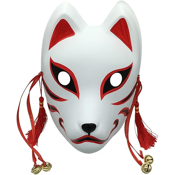 Máscara Kitsune De Zorro Japonesa – Hecha A Mano En Resina Para Cosplay Y Decoración, Con Cinta Ajustable