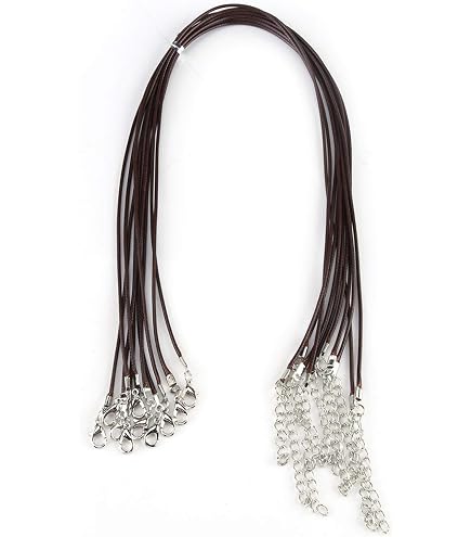 6 Cordons Collier Ciré 1.5mm Noir - Avec Fermoir Mousqueton Et Extensions