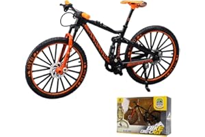 Foreverup Giocattolo Mini Bici 1:10, Modello di Bici da Ditoornamento Modello Mini Bici da Montagna Dito in Miniatura per Ragazzi Ragazze Regalo per Bambini(Nero Arancio)
