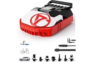 GICLE Bomba de aire SUP para tabla de remo, inflador eléctrico de neumáticos de alta presión de 60 PSI para inflador y desinflador de tabla de remo con conector de coche de 12 V CC y barco portátil,