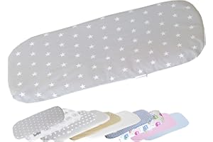 Vizaro - Sábana Bajera para Colchón de Capazo de Carrito de Bebé Ajustable 70-80 x 30-35cm - 100% Algodón - Hecho UE, OekoTex - Estrellitas Blancas