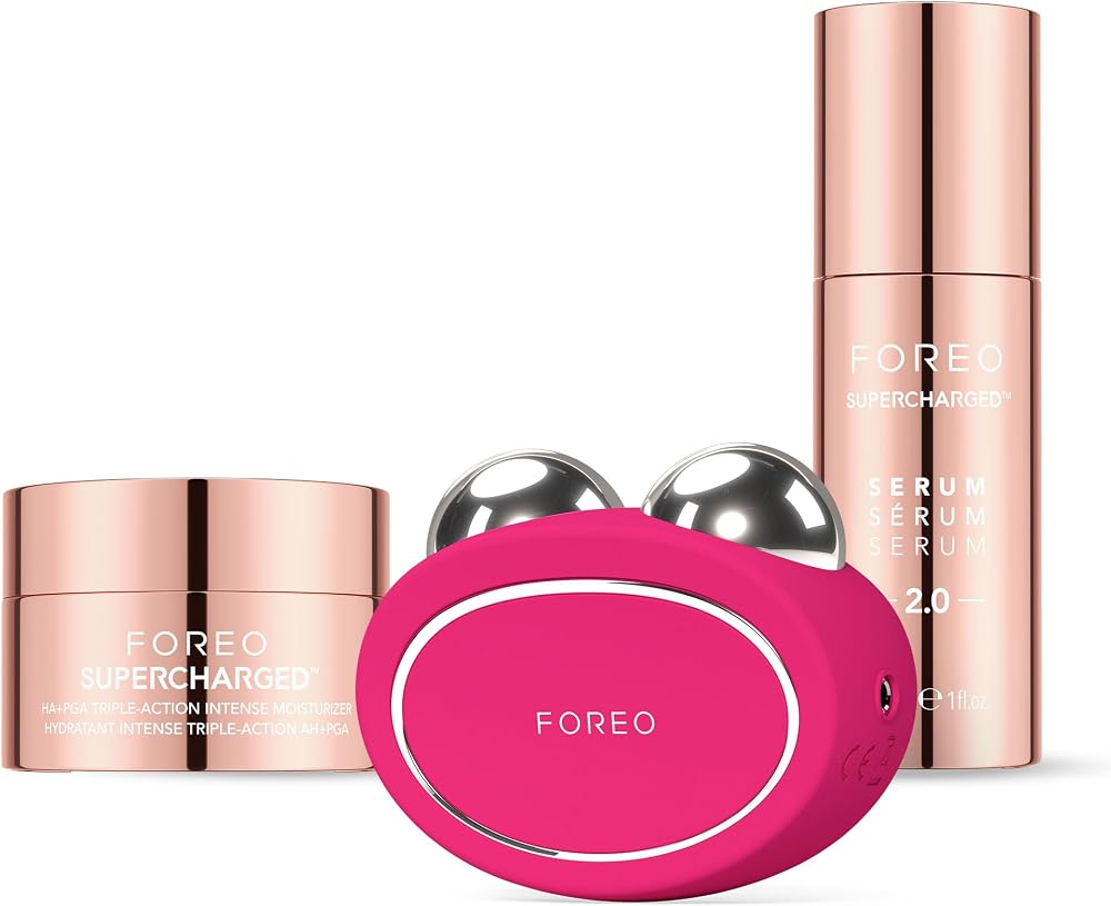FOREO Total Facelift Paketi - BEAR 2 Gelişmiş Mikro Akımlı Yüz Cihazı + SUPERCHARGED SERUM 2.0 30 ml + SUPERCHARGED HA+PGA Üçlü Etkili Yoğun Nemlendirici 50 ml - Yaşlanma Karşıtı - Cilt Bakım Araçları