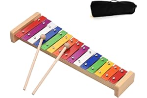 NEWFUN Xylophon für Kinder - Glockenspiel Mit 15 Tönen, Early Learning Instrument in Regenbogenfarben, Erhellendes Musikspielzeug für Babys und Kinder + Schwarze Tasche