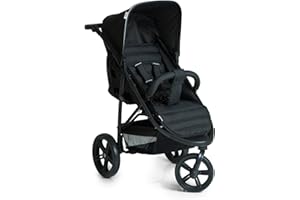 Hauck Passeggino Tre Ruote Rapid 3 per Bebè e Bambini dalla Nascita, Posizione Nanna, Portata 25 kg, Pieghevole Compatto, Regolabile in Altezza, Grandi Ruote, Grande Cesto, Nero