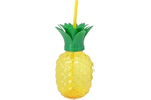 PULAIS Aries boutique PIÑA 550ml - Vaso Coctel Piña, Vaso Bebedero, Jarro Piña Piscina/Playa, Vaso Plástico, Tapa, Base y Pajita.