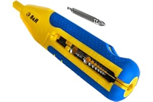 S&R narzędzie do ściągania izolacji z uchwytem do bitów/przecinakiem do kabli 3 x 1,5 mm/uchwyt do bitów PZ2 & szczelina 4,0 mm, ściągacz izolacji niskonapięciowego kabel 8-13 mm kabel 10-20AWG, SAT/RG6 & RG59 ściągacz izolacji