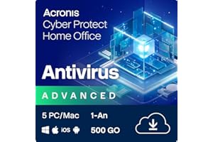 Acronis Cyber Protect Home Office 2023 | Advanced | 500 Go de Stockage Cloud | 5 PC/Mac | 1 An | Windows/Mac/Android/iOS | Sécurité Internet et sauvegarde | Code d’activation – Envoi par Email