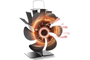 Yungeln Ventola per Stufa a Legna Senza Corrente, 6 Pale Silenziosa per Pellet, Ventilatore per Bruciatore di Tronchi, Camino