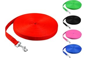 LSTPETBB Training Lead For Dogs, 5/10/30/50M Long Leads For Dog Training Leads, Strong Nylon Extra Long Line Training Dog Lead For Dog Tracking Training Obedience Recall Long Training Lead (Red, 5m/16.4ft)