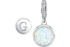 MUERDOU Initial Letter Opal Charm Fit for Pandora Charms Bracelets and Necklaces A-Z Capital Charms Gifts for Woman Girl