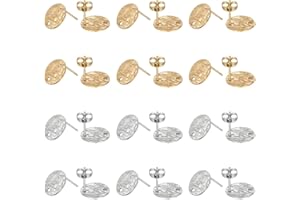 ‎UNICRAFTALE UNICRAFTALE 60 Stk 2 Farben 304 Edelstahl Ohrstecker Mit Ohrring Verschlüssen Hypoallergener DIY Ohrstecker Strukturiert Flach Rund Rohling Ohrstecker Ohrringe Zubehör Für Die DIY Schmuckherstellung