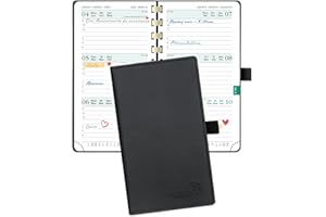 POPRUN Agenda De poche 2025 2026 Semainier 16,5 x 9 cm D'Août 2025 à Déc 2026 - Petit Planner Scolaire 17 Mois avec Couverture Souple Spirale, Fente Pour Carte, Papier 80g/m², Noir