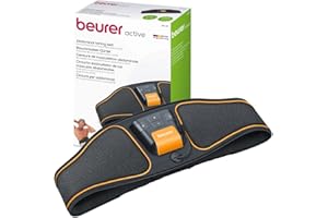 Beurer EM 37 Ceinture abdominale, Entraînement abdominal EMS, Electrostimulation musculaire pour renforcer les muscles abdominaux - Noir/Orange