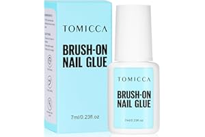 TOMICCA Klej do paznokci z pędzlem, klej do sztucznych paznokci, bardzo mocny i szybkoschnący, klej do paznokci do nakładania sztucznych końcówek paznokci, profesjonalna jakość salonowa, idealny do
