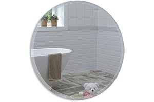 Neue Design Mood Round Bathroom Mirror Wall Mounted, Frameless Modern & Stylish Design with Contemporary Bevelled Edges (40cm x 40cm)