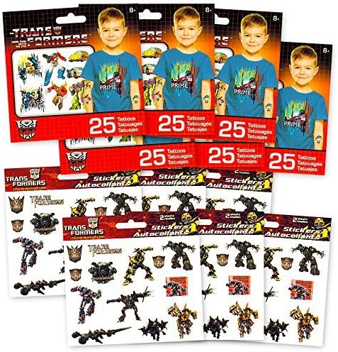Transformers Tattoos and Stickers Party Favor Pack (150 Temporary Tattoos and 150 Stickers)