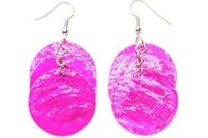 Miniblings Perlmutt Ohrringe Hänger Dangle Muschel rosa pink Boho Hippie - Handmade Modeschmuck I Ohrhänger Ohrschmuck versilbert