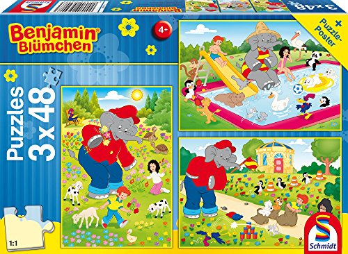 Preisvergleich Produktbild Schmidt Spiele Puzzle 56208 - Benjamin Blümchen Sommerzeit, 3 x 48 Teile