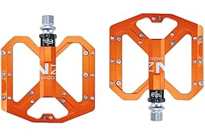 YCXYC Pédales De Vélo,Route VTT Cyclisme Pédales,Pédales, Pédale VTT Vélo Plate BMX Route Cyclisme Montagne Anti-Glissant 9/16" Alliage Aluminium Double Roulement Scellé 14mm,Orange
