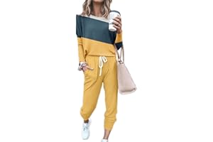 HAOLEI Survêtement Femme Ensemble de Sport 2 pièces Ensembles de Sweatshirt + Pantalon Casual Pyjama D'Intérieur Jogging Pullover Outwear Tenue Yoga Sportswear