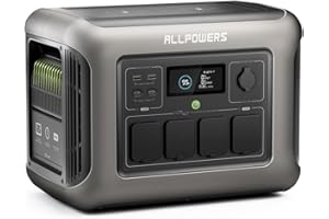 ALLPOWERS R1500 Estación de energía portátil 1152 Wh LiFePO4 batería 1800 W (pico 3000 W) generador solar CA salida Emergencia móvil para jardín, fiesta, viajes, camping, autocaravana
