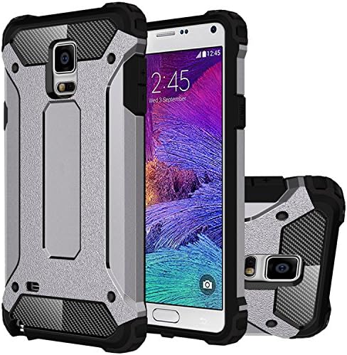 Galaxy Note 4 Case, HICASER Hybrid [Full Body] [Heavy Duty] Armor Case Dual Layer Shock Absorbing TPU Protective Case Cover for Samsung Galaxy Note 4 Grey