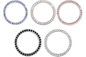 KZTHA 5 Stück Start Stop Knopf Deko Silber Schwarz Farbe Blau Rosa Strass Auto Ring Glitzer Aufkleber Kristall Zubehör für Wagen Motorrad Auto Zubehör Frauen Dekorationen