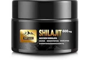 VPIUV Shilajit Harz 100% Rein – Himalaya Shilajit mit 75% Fulvinsäure & 85+ Mineralien – Natürliche Energie, Fokus & Immunsystem – 50g Original-Resina