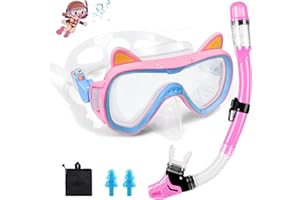 Zikenis Occhialini da sub per bambini,4-16 anni muta da snorkeling per bambini,180° panoramici HD con tubo di respirazione asciutto,occhialini da nuoto etro temperato,per Immersioni e Nuoto