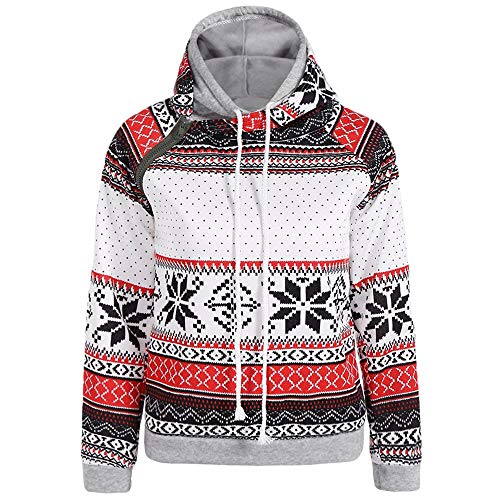 Preisvergleich Produktbild Geili Damen Weihnachten Pullover Kapuzenpullover Christmas Schneeflocke Muster Hoodie Langarm mit Kapuze Zipper Sweatshirt Kapuzenpulli Freizeit Festlich Xmas Kostüm Oberbekleidung