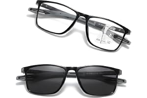 Multifocal Reading Glasses for Men Women, TR90 Lightweight Blue Light Blocking Reading Glasses, Photochromic Anti Glare Sun R