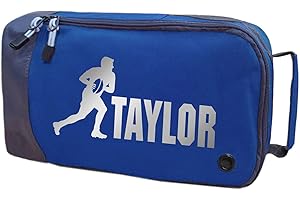 ABSOLUTELY TOP Personalised Childrens Rugby Boot Bag Kids Sports Sport Football Pe Kit Gift, Deep Sea Blue/Silver Print