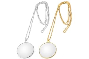 Meichoon Wiszące okulary do czytania na szyi 5 x lupa ze stopu 2 szt. zestaw kobiet do czytania gazety złote i srebrne UC30