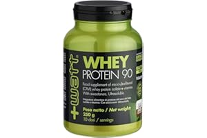 +WATT Whey Protein 90 - Proteine del Siero del Latte in Polvere 250 g per il Supporto del Recupero Muscolare e per Potenziare la Massa Muscolare, Gusto Cacao
