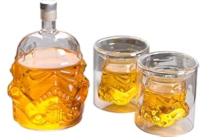 Fofetbfo Decanter per whisky personalizzato con 2 bicchieri da whisky in vetro trasparente da 750 ml e decanter per liquori caraffa per whisky per liquori di vino Brandy Scotch Bourbon