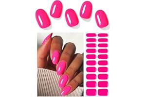 Wahrshei Unghie Gel Adesive UV | Rosa Neon Smalto Adesivo Gel UV | 20 PCS Pellicola per Unghie Autoadesiva | Adesivi per unghie in gel, Impacchi di Smalto Gel per Unghie