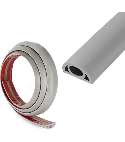 Goulotte Pour Câbles Autocollante – PVC Semi-rond 15x10 Mm, Flexible, Facile à Installer (5 Mètres, Gris)
