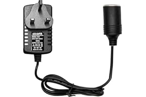 WEMAK Car Power Inverters 240V 2A AC Mains to 12V DC, Car Converter Socket Voltage Converter Power Adapter UK Plug AC to DC Household Cigarette Lighter - Maximum Power 24W