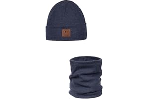 Ander Beanie Kinder und Loop Schal Set SMILE – Beanie & Schlauchschal aus Baumwolle – Frühling Herbst – Unisex Jungen Mädchen – Weich und Stylisch