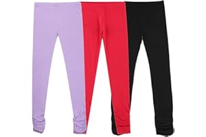 Bienzoe Ragazze Knit Cotone Allungare Uniforme Scolastica 3 Leggings Pacco