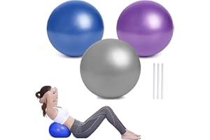 Moollyfox Lot de 3 Ballon Pilates de Gymnastique 25cm Yoga Ball Anti-éclatement Anti-Slip avec Tube Gonflable Équilibre Sport Balle pour Entraînement Abdominal et Épaules, Équilibre, Pilates